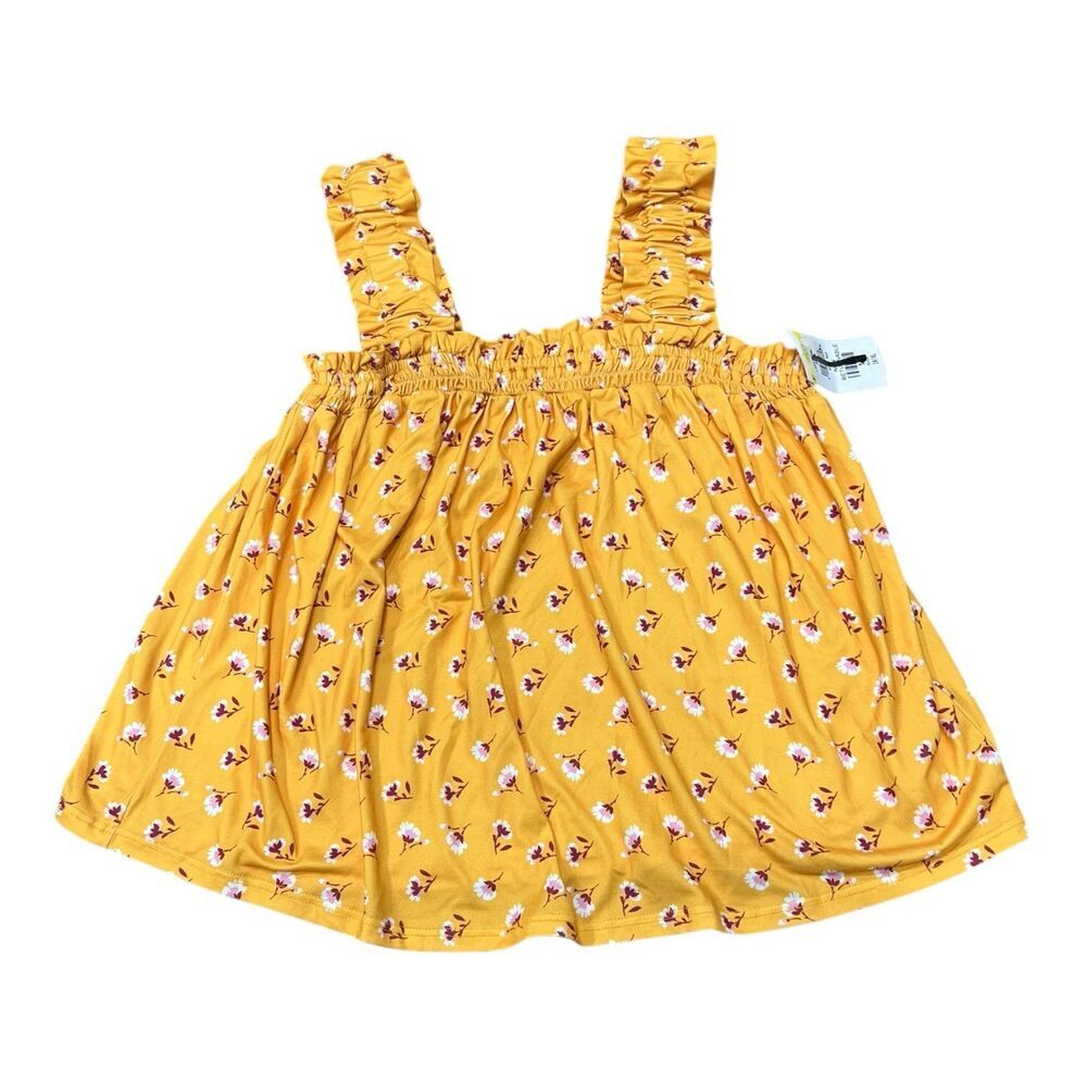 Walking on Sunshine Girls Yellow Floral Tank Top XL